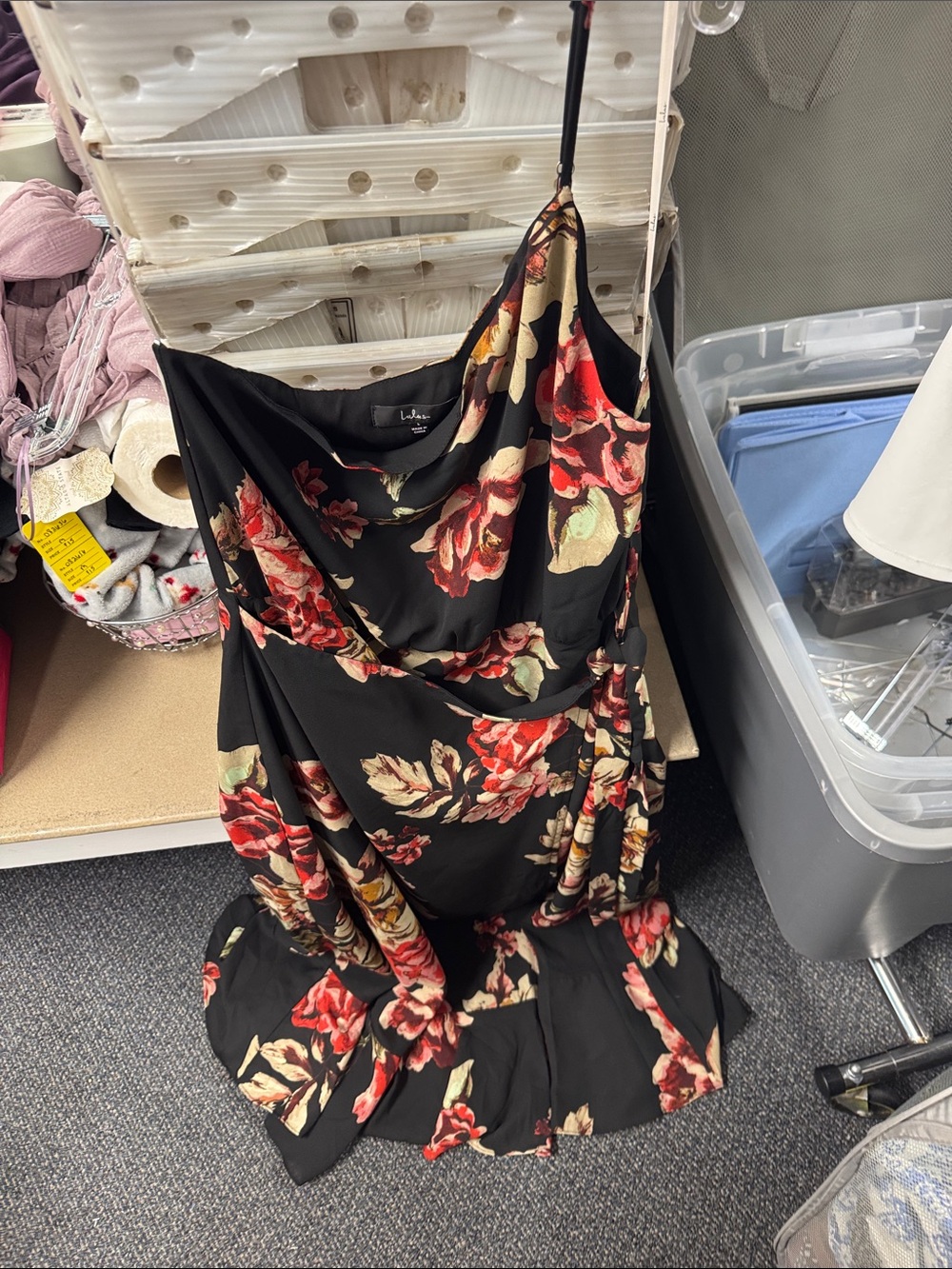 Lulus one shoulder floral wrap dress L // 092731